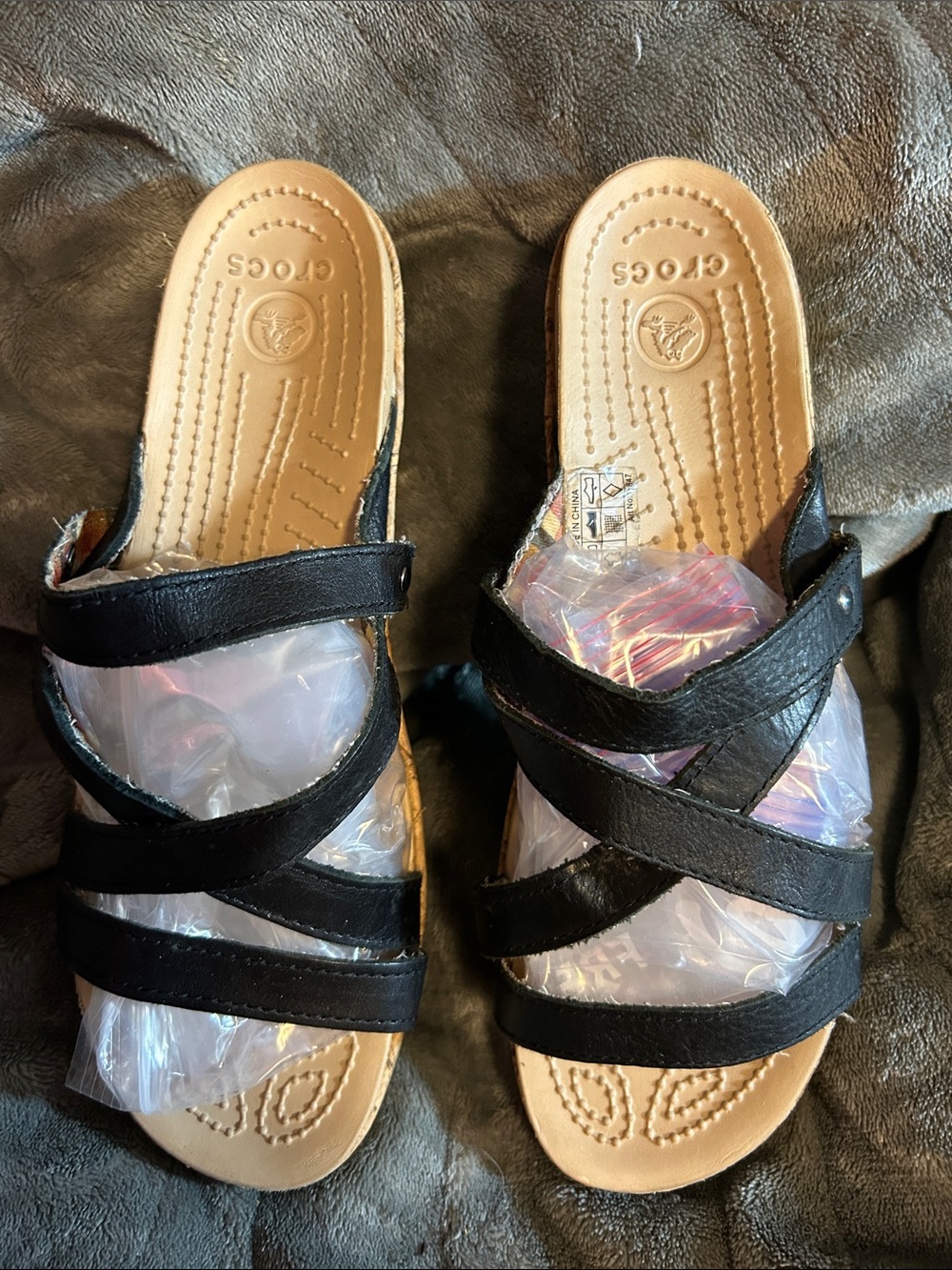 CROCS Women's Like New Black Strappy Platform Sandals, Sz 9